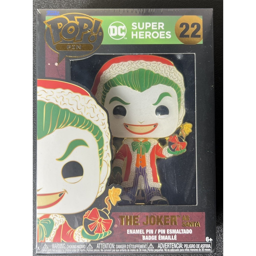 Funko POP Pin DC Super Heroes - The Joker as Santa Large Enamel Pin Holiday